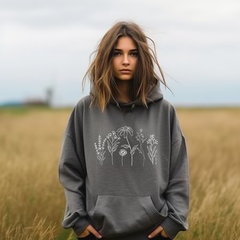 Flower Line Hoodie || Wildflower Hoodie || Wildflower Hooded Sweatshirt
