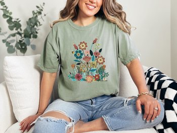 GROW Unisex Flower T-shirt || Boho Vintage Wildflower Tee || Cottagecore Tee Shirt Gift