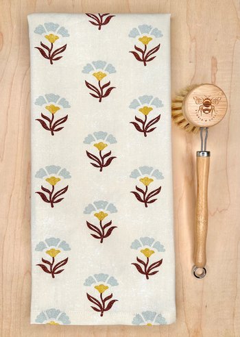 Block Print Floral Chef Towel || Nature Inspired Kitchen Towel