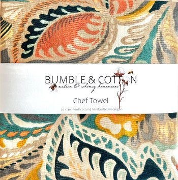EarthTone Swirly Leaves Chef Towel || Nature Inspired Kitchen Towel || Kitchen Towel