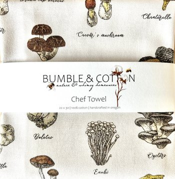Wild Mushroom Illustrations Chef Towel || Nature Inspired Kitchen Towel