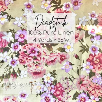 Linen Deadstock 4 Yards || Deadstock Yardage || Floral Lightweight Linen