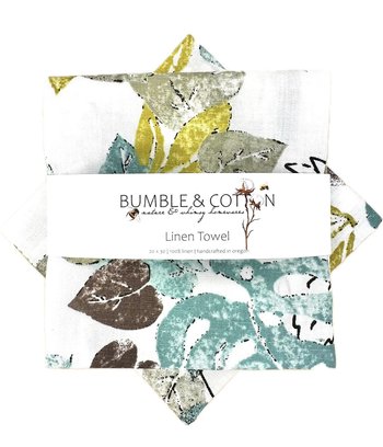 Linen Botanical Kitchen Towel || 100% Pure Linen Kitchen Towel