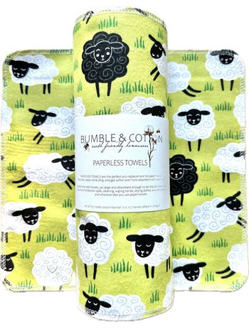 Sheepies Paperless Towels || Unpaper Towels 12x12 || Zero-Waste Eco Kitchen Gift || Sheep lovers gift