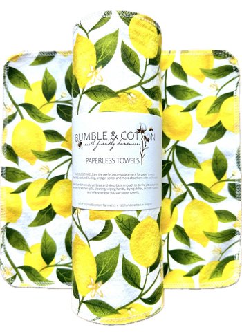 Lemon Paperless Towels || Unpaper Towels 12x12 || Lemon Lover Gift || Eco Kitchen Reusables