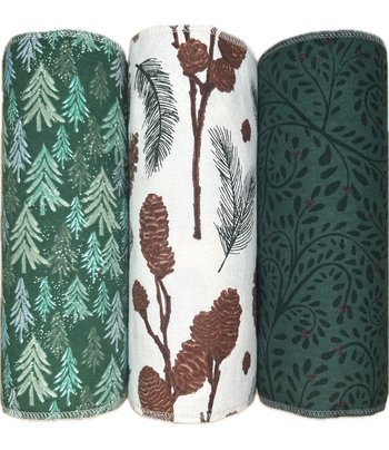 Winter Green Trio Paperless Towels || Unpaper Towels || Zero Waste Kitchen Gifts 12x12 Sheets