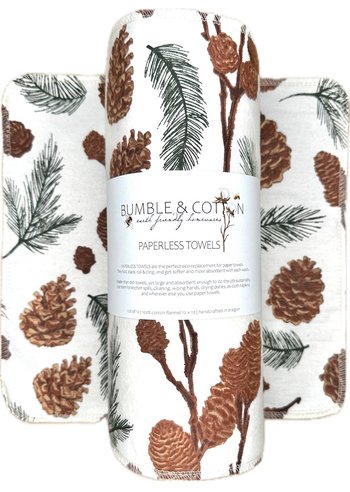 Pinecones Paperless Towels || Unpaper Towels || Eco Kitchen Botanical Gift || 12x12