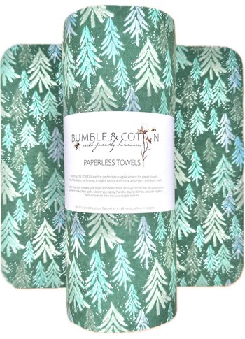 Painted Pine Trees Paperless Towels || Eco Sustainable Kitchen Gift || Unpaper Towels 12x12 Sheets