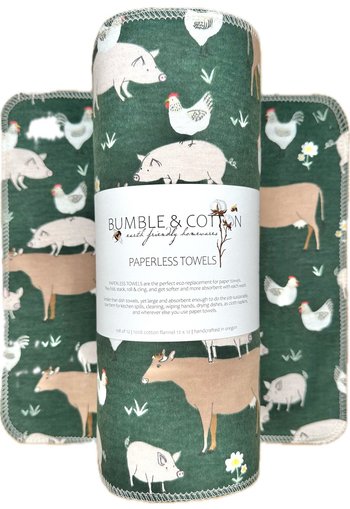 Chickens Pigs & Cows Paperless Towels 