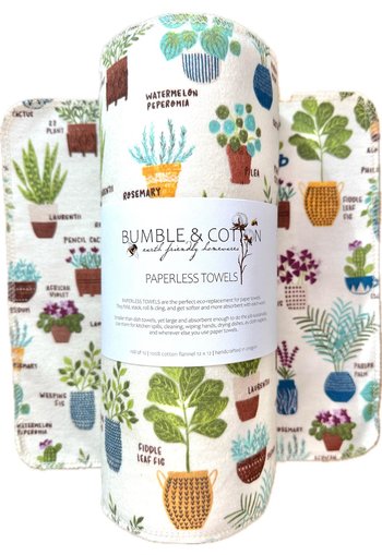 Potted Plants Paperless Towels || Unpaper Towels || Eco Sustainable Zero Waste Kitchen 12x12 Sheets