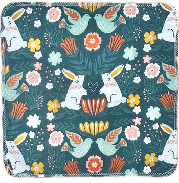 Folkart Rabbit Floral Paperless Towels  || Eco-Friendly Gift || Unpaper Towels 12x12 Sheets