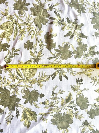 Linen Deadstock Yardage || Green Botanical Lightweight Linen on White 