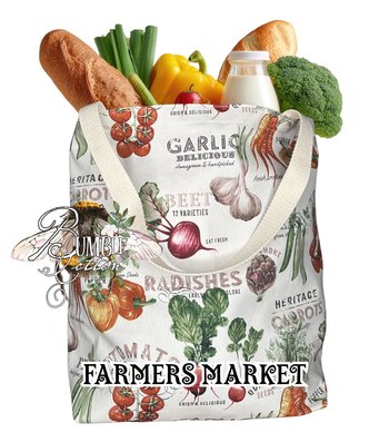 Handmade Botanical Cotton Tote Bag | Nature-Inspired Farmers Market Shopping Bag