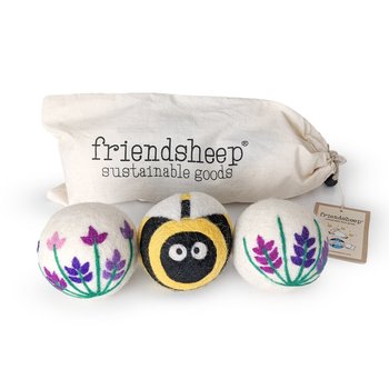 Eco Dryer Balls WILDFLOWERS & BUMBLE Trio - Set of 3 w/bag