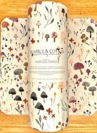 ORGANIC Trio Paperless Towels ||Mushrooms & Botanicals || Unpaper Towels || GOT Certified 12x12 Sheets || Eco-Friendly Gift