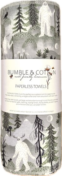Yeti Winter Paperless Towels || Eco Sustainable Kitchen Gift || Sasquatch Reusable Paper Towels 12x12 Sheets || Classic Collection