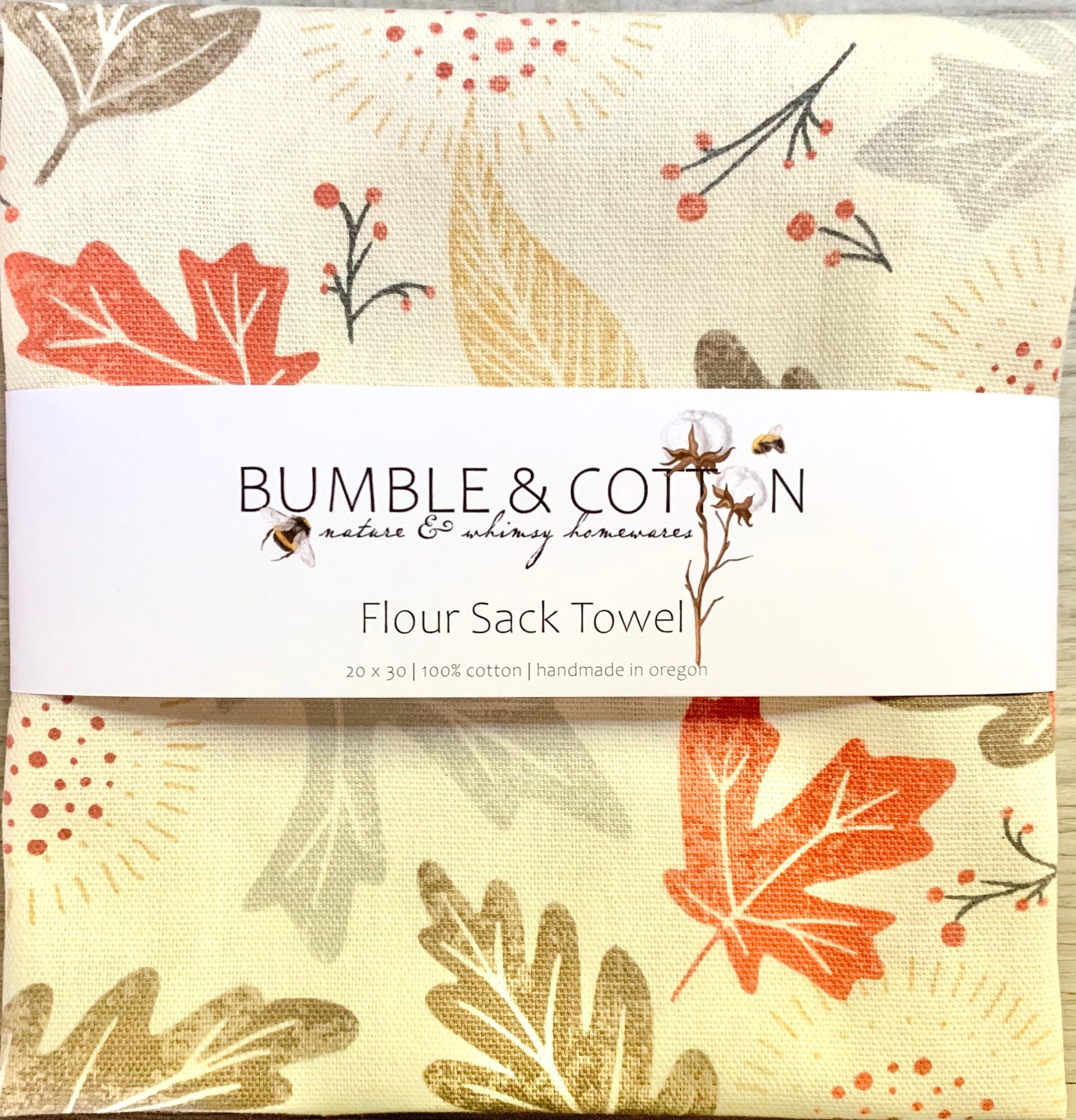Falling Leaves & Sprigs Chef Towel || Nature Inspired Kitchen Towel