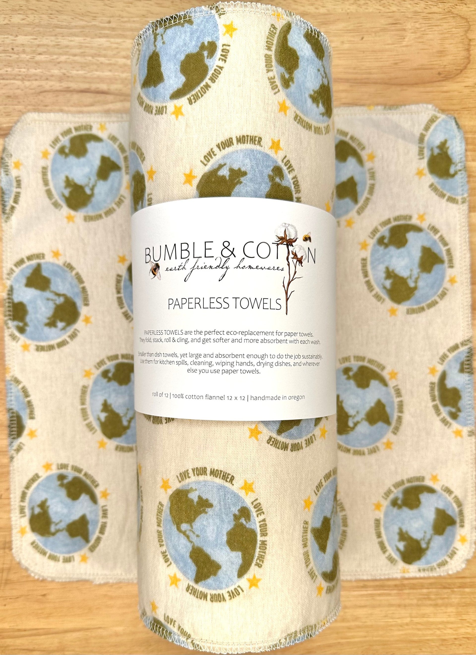 Mother Earth Paperless Towels || Unpaper Towels || 12x12 Sheets
