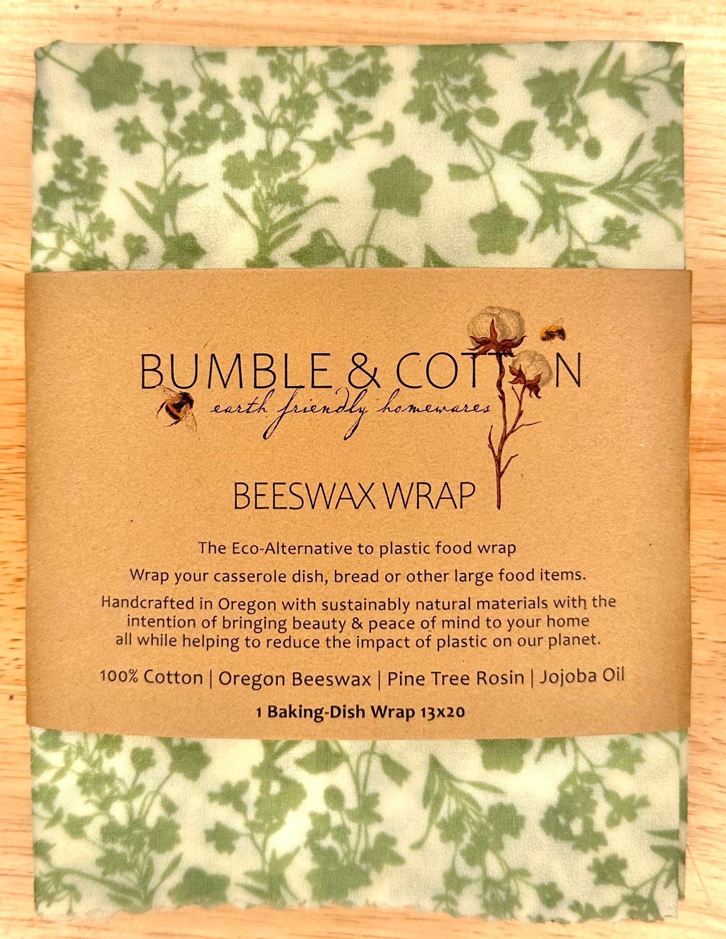 Beeswax CASSEROLE Wrap 13x20 || Plastic-free BAKING·DISH Wrap || Zero-waste Food Wrap