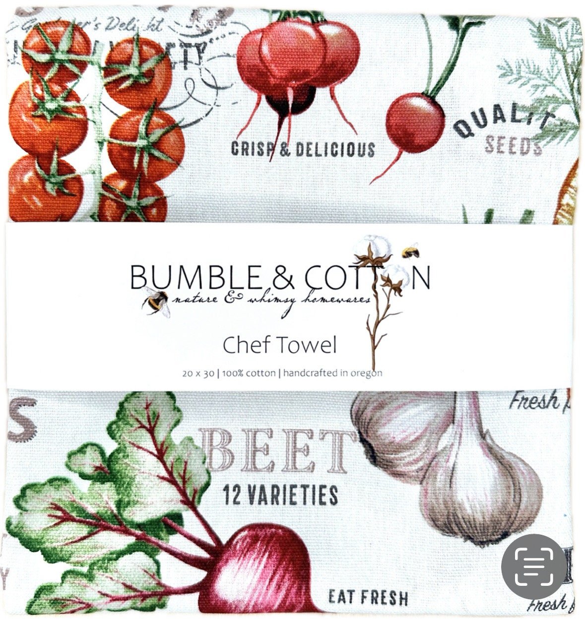 Garden Vegetables Chef Towel || Nature Inspired Kitchen Towel