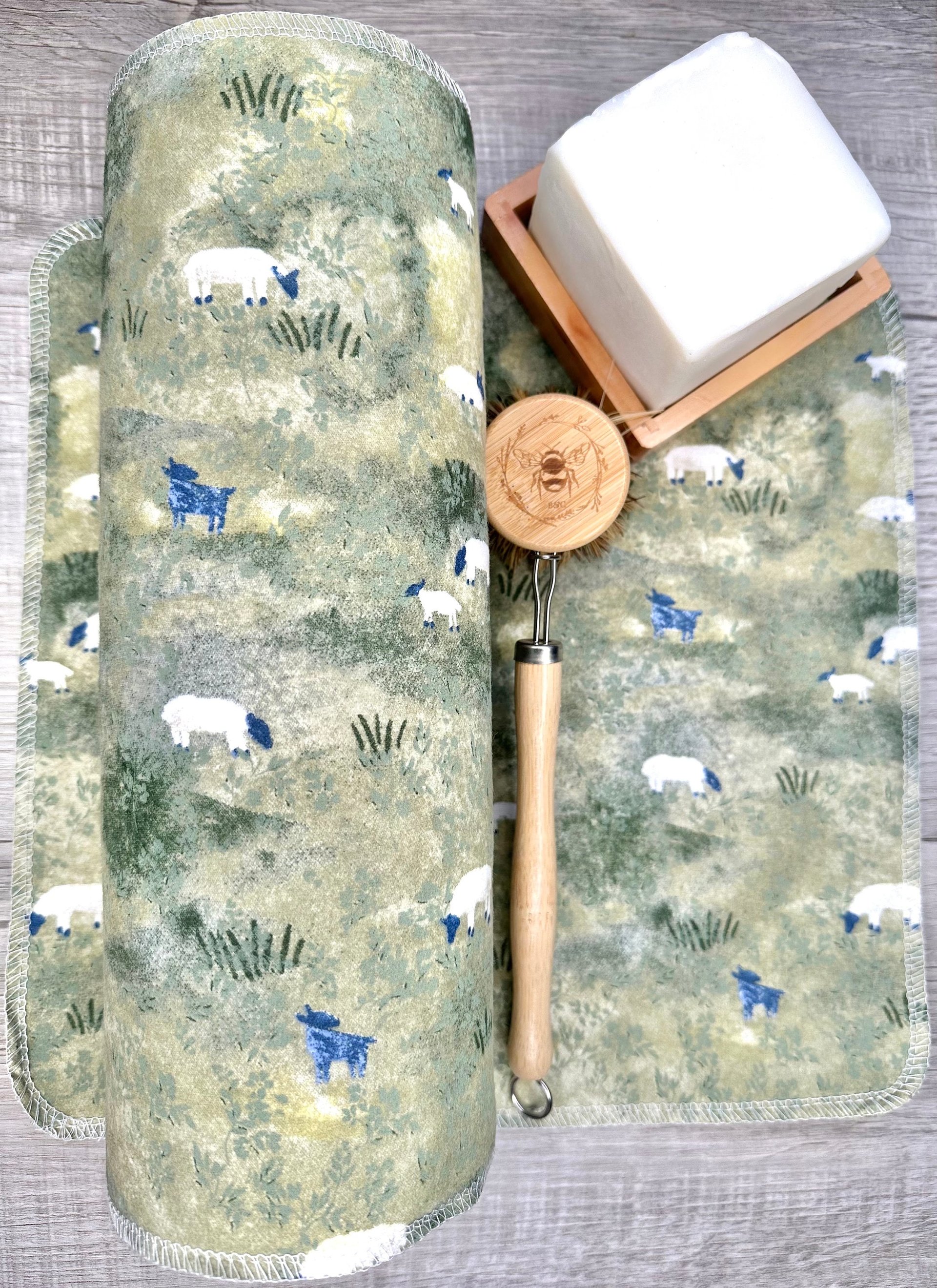 Sheep Paperless Towels || Unpaper Towels || Zero-Waste Eco Kitchen Gift 12x12 Sheets