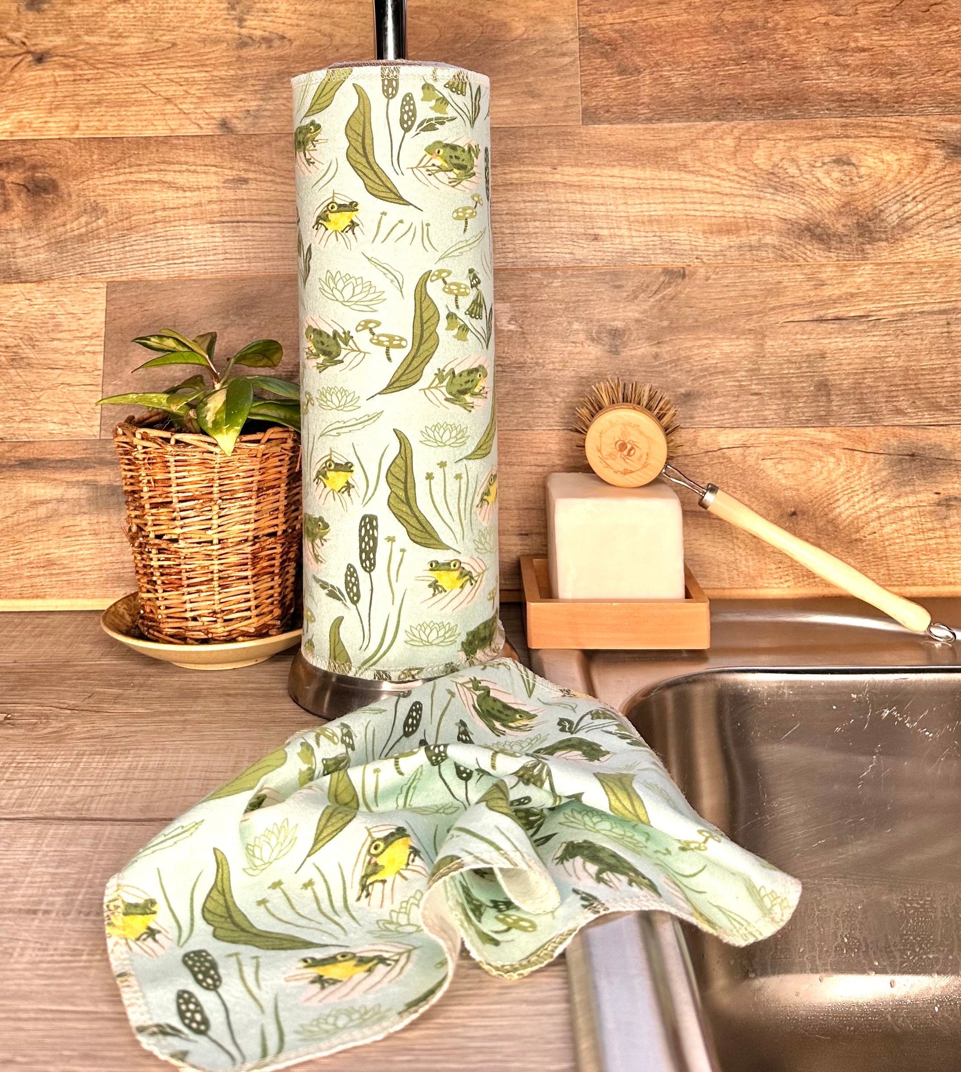 Frogs and Greens Paperless Towels || Reusable Paper Towels || Eco Sustainable Kitchen 12x12 Sheets || Classic Collection