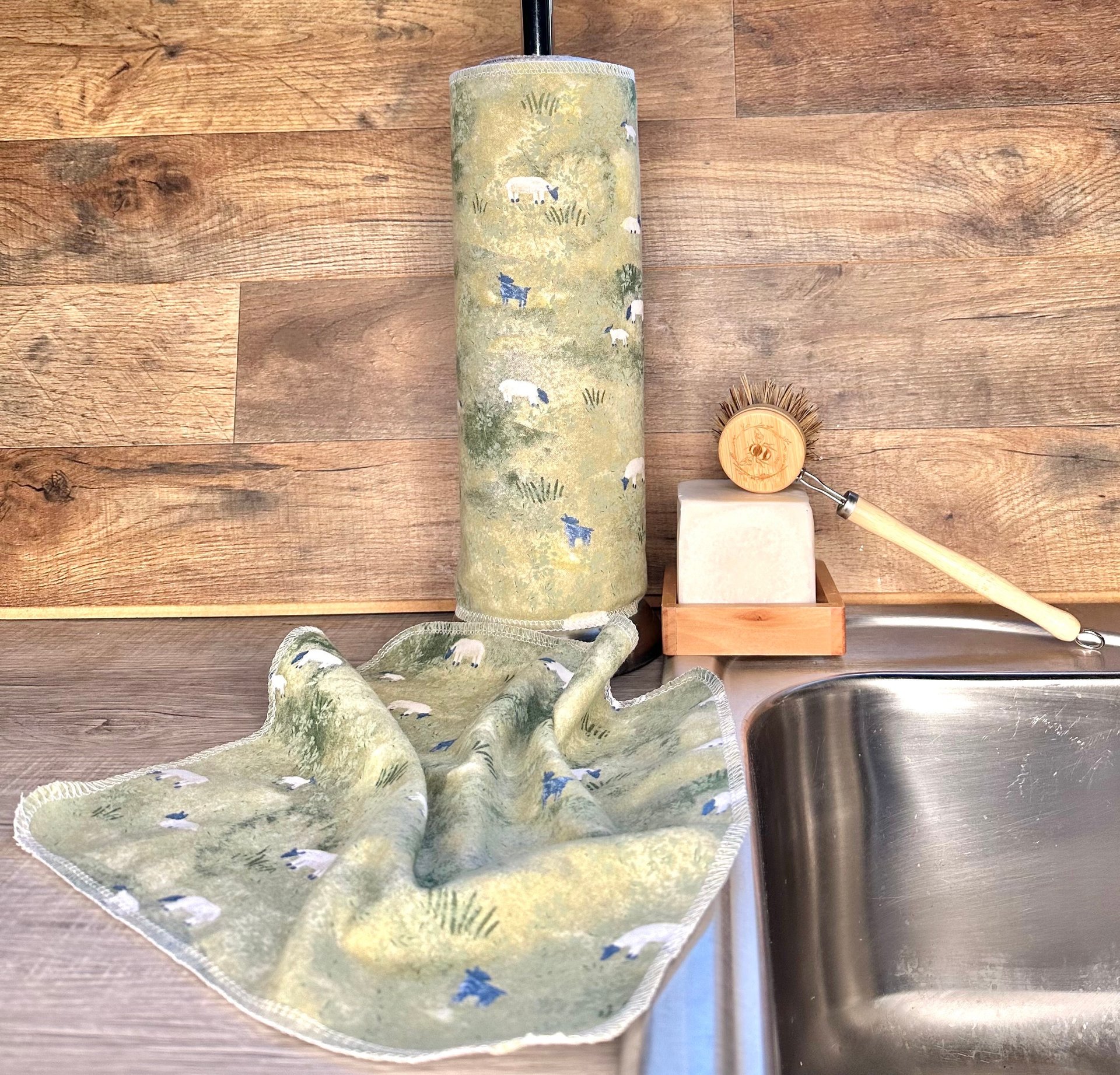 Sheep Paperless Towels || Unpaper Towels || Zero-Waste Eco Kitchen Gift 12x12 Sheets