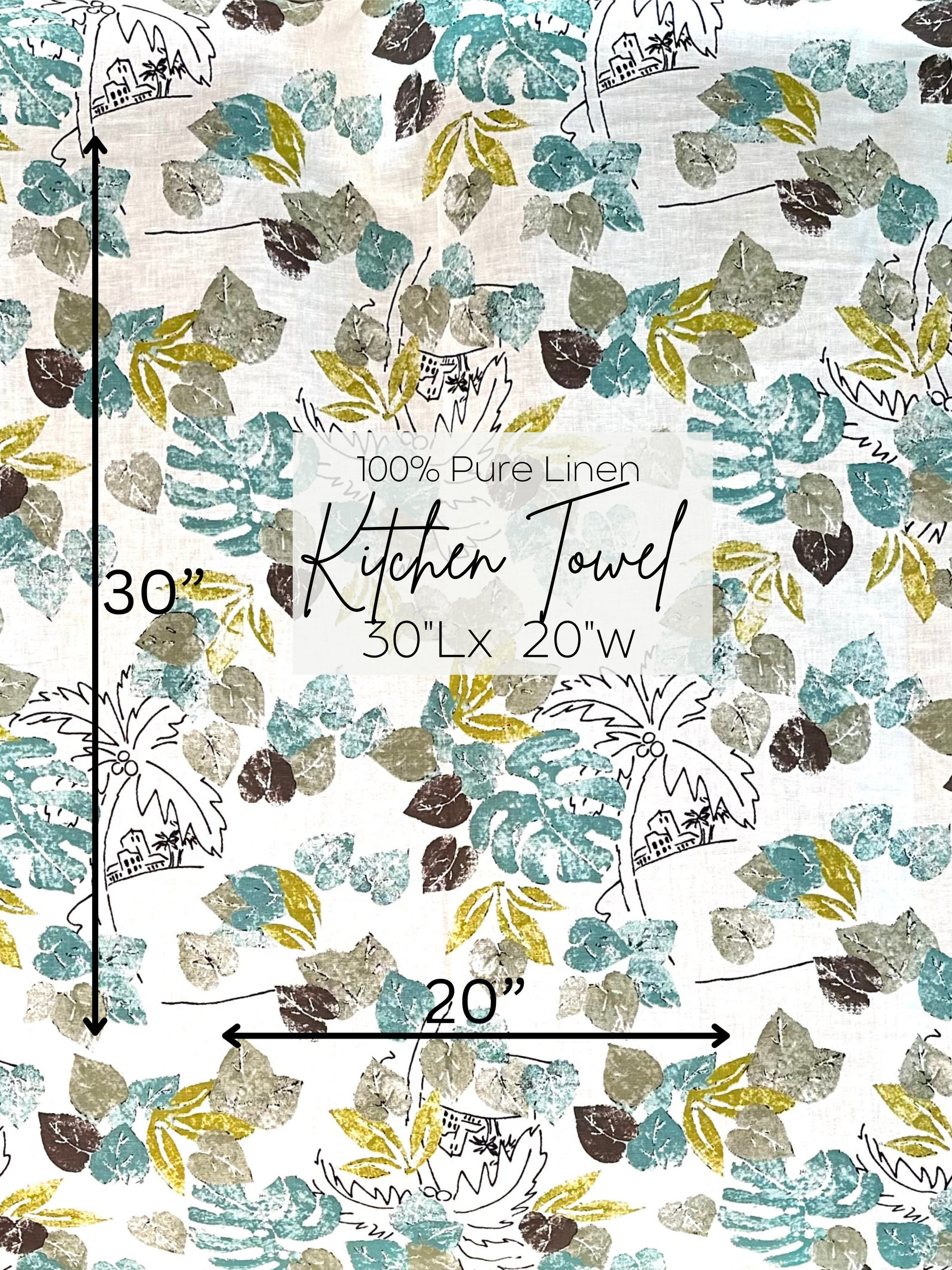 Linen Botanical Kitchen Towel || 100% Pure Linen Kitchen Towel