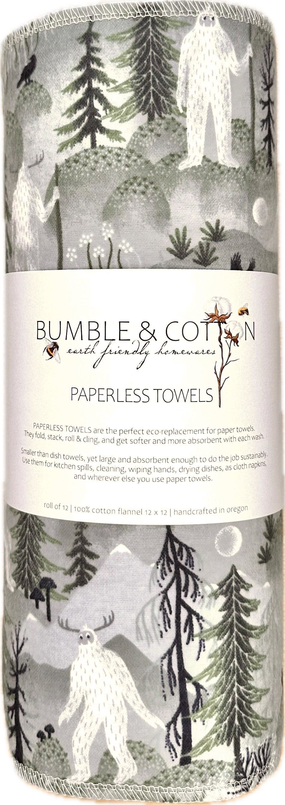 Yeti Winter Paperless Towels || Eco Sustainable Kitchen Gift || Sasquatch Reusable Paper Towels 12x12 Sheets || Classic Collection