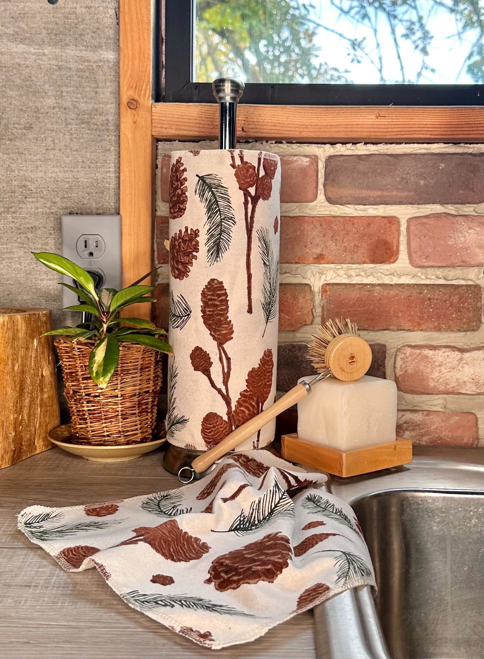 Pinecones Paperless Towels || Reusable Paper Towels || Eco Kitchen Botanical Gift || 12x12 || Classic Collection