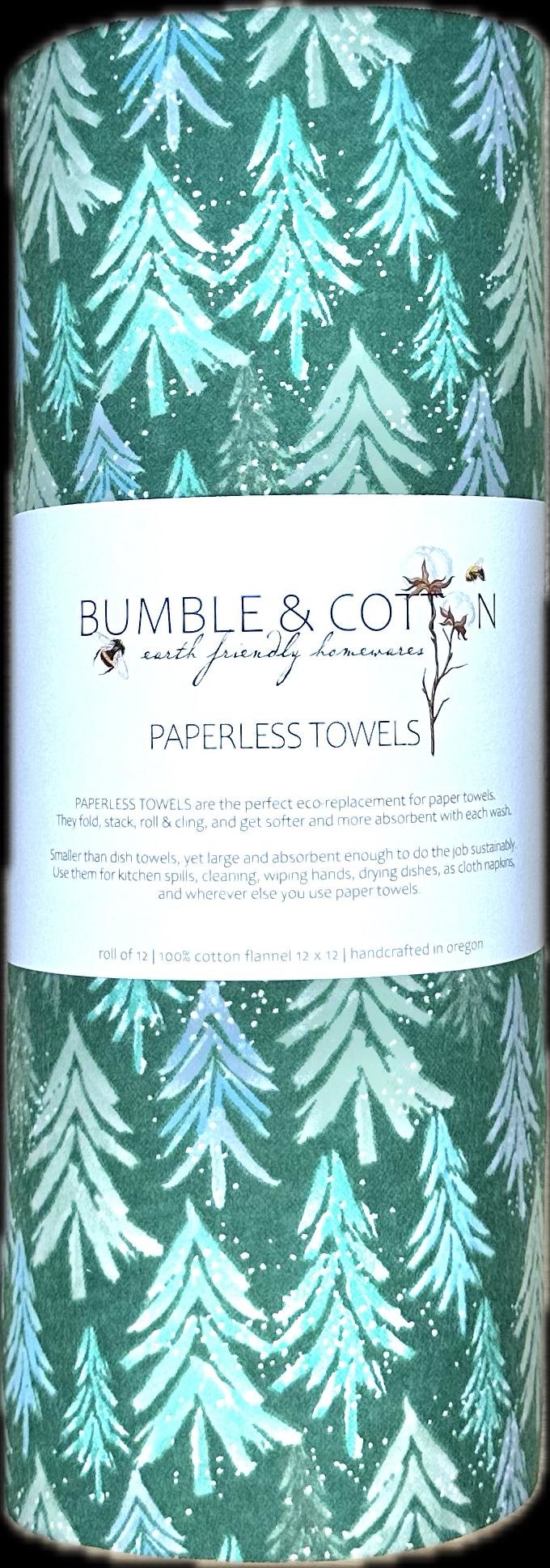 Painted Pine Trees Paperless Towels || Eco Sustainable Kitchen Gift || Reusable Paper Towels 12x12 Sheets || Classic Collection