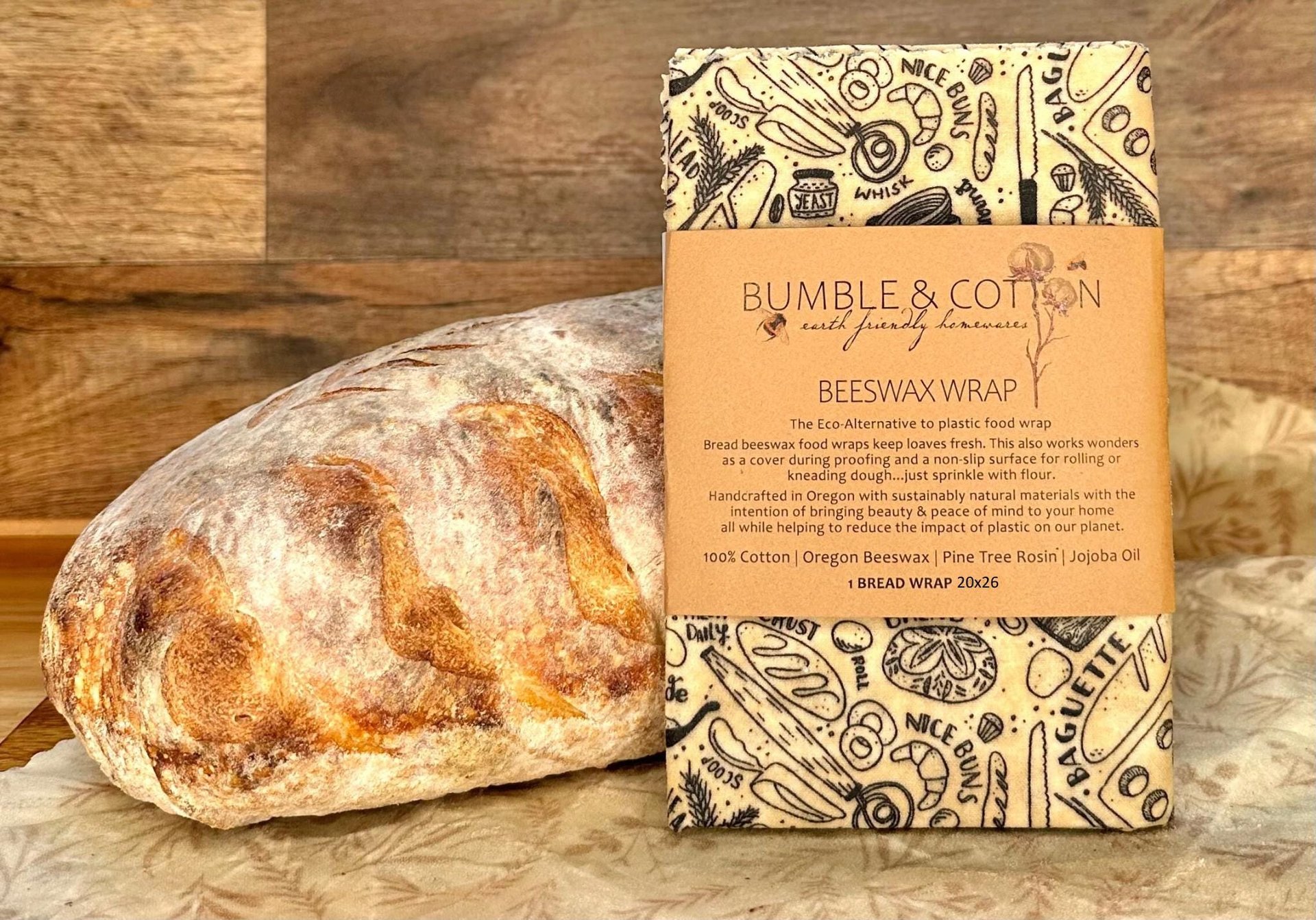Beeswax BREAD·WRAP 20x26 || Eco-Friendly Food Wrap || Plastic-free Bread Wrap