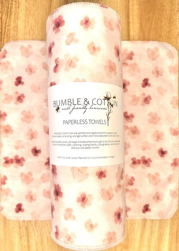 Stained Blossoms Paperless Towels || Reusable Paper Towels Flowers || Eco-Friendly Gift || Cloth Napkins 12x12 Sheets || Classic Collection