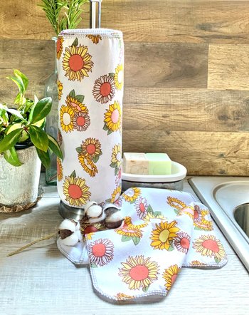 Sunflower Paperless Towels || Reusable Paper Towels || Eco Kitchen Gift Botanical || 12x12 Sheets || Classic Collection