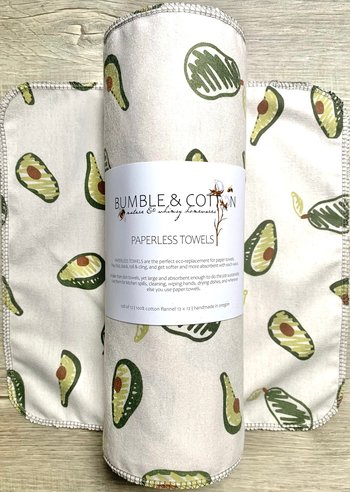 Avocado Paperless Towels || Unpaper Towels || Eco Sustainable Zero Waste Kitchen 12x12 Sheets