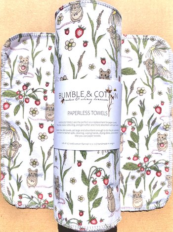 Mouse&Berries Paperless Towels || Unpaper Towels || Zero Waste Kitchen 12x12 Sheets