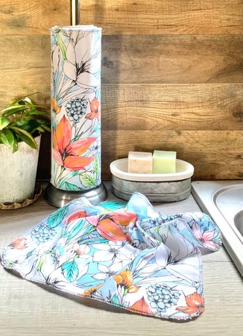 Tropical Floral Paperless Towels || Eco Sustainable Zero Waste Kitchen Gifts 12x12 Sheets