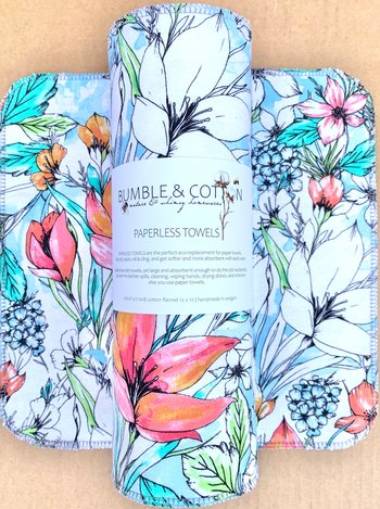 Tropical Floral Paperless Towels || Eco Sustainable Zero Waste Kitchen Gifts 12x12 Sheets