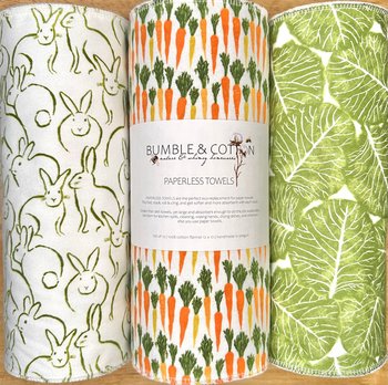 Spring Mix Bunnies & Veggies || Reusable Paper Towels || Eco-Kitchen Zero Waste Gifts 12x12 Sheets || Flannel Yardage || Classic Collection