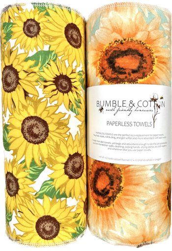 Sunflower Trio Paperless Towels || Reusable Paper Towels || Eco Kitchen Gift 12x12 Sheets || Sunflower Gift for her || Classic Collection