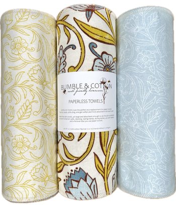 Floral Swirl Trio Paperless Towels || Reusable Paper Towels || Zero Waste Kitchen 12x12 Sheets || Classic Collection