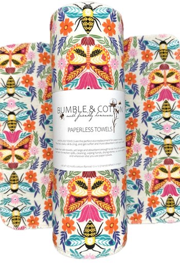 Butterfly Craze Paperless Towels ||  Reusable Non-paper Towels || Eco Sustainable Kitchen 12x12 Sheets || Classic Collection