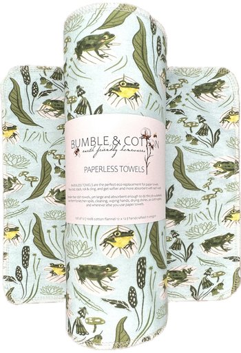 Frogs and Greens Paperless Towels || Reusable Paper Towels || Eco Sustainable Kitchen 12x12 Sheets || Classic Collection