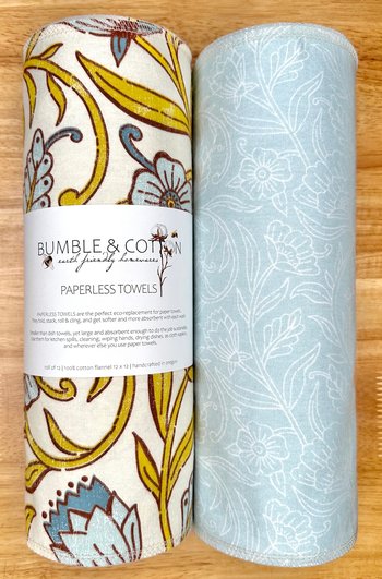 Floral Swirl Trio Paperless Towels || Reusable Paper Towels || Zero Waste Kitchen 12x12 Sheets || Classic Collection
