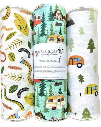 Summer Camping Mix Paperless Towels || Reusable Paper Towels || Eco-Friendly Summer Camping Gift || 12x12 Sheets || Classic Collection