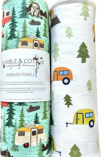 Summer Camping Mix Paperless Towels || Reusable Paper Towels || Eco-Friendly Summer Camping Gift || 12x12 Sheets || Classic Collection