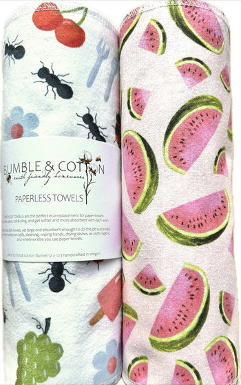Summer Picnic Trio Paperless Towels || Reusable Paper Towels || Eco-Friendly Summer Picnic Gift || 12x12 Sheets || Classic Collection