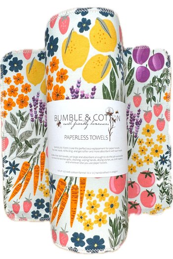 Farmers Market II Paperless Towels || Unpaper Towels 12x12 ||  Spring Gift || Eco Kitchen Reusables